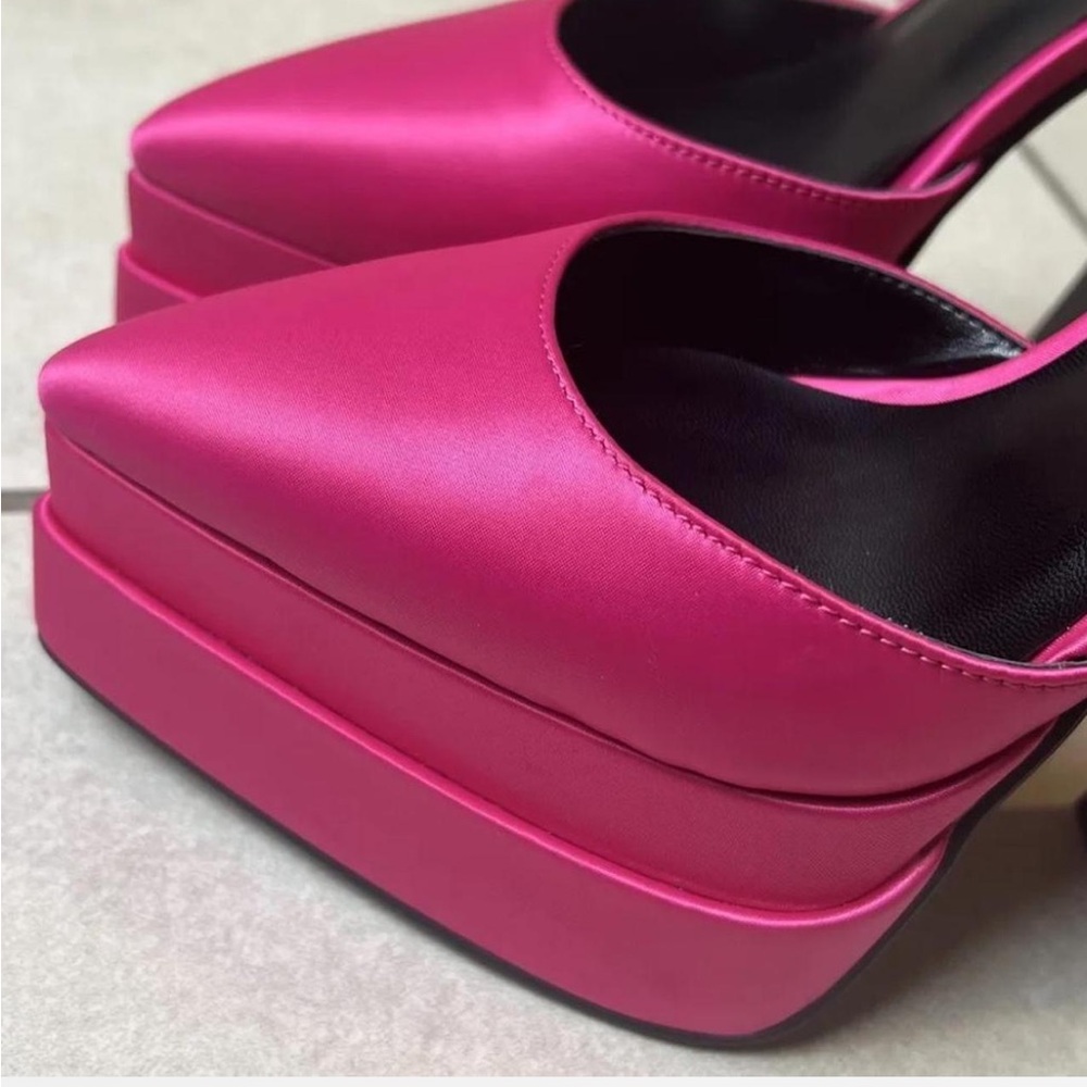 Chunky Hot Pink Platform Heels - Picture 5 of 7